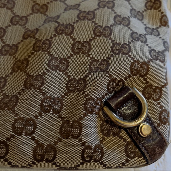 Gucci Logo Abbey GG Pattern D-Ring Canvas/Leather Crossbody Shoulder Bag Brown - Picture 11 of 16